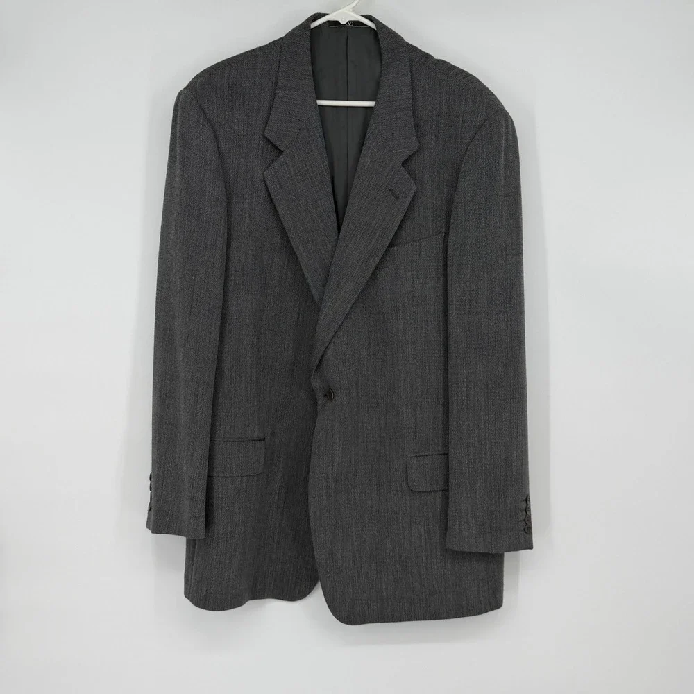 Valentino Uomo Gray Wool Blend Sport Coat‎ Blazer Made in Italy Holes 46R